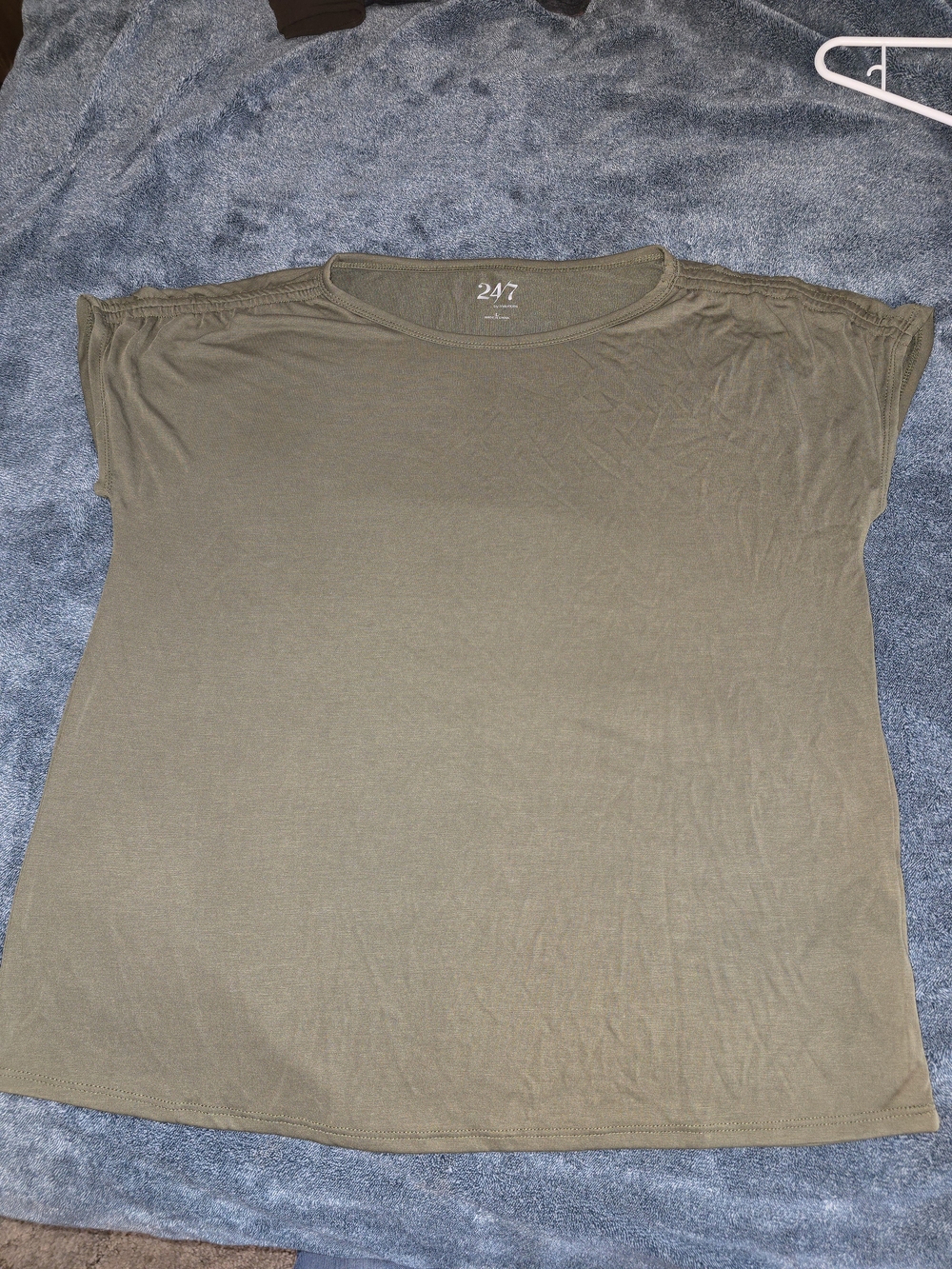 247 Essentials Olive Green Short Sleeve Tee for Women